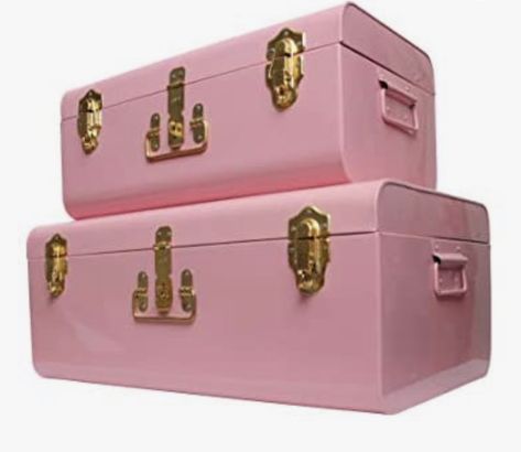 Metal Trunks, Storage Trunks, Прикроватные Тумбочки, Pink Things, Box Chest, Storage Trunk, Toy Storage Boxes, Metal Storage, Organization Kids