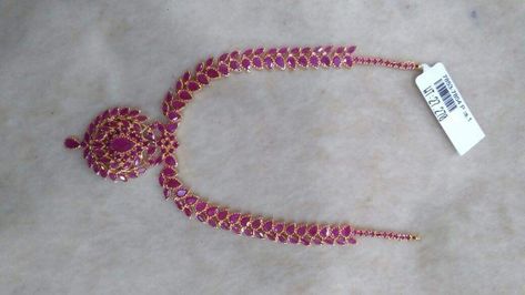 Kempula Haram Designs, Kempu Necklace, Ruby Necklace Designs, Gold Ruby Necklace, Coral Jewelry Set, Temple Jewellery Earrings, Haram Designs, Antique Gold Jewelry Indian, Fancy Jewelry Necklace