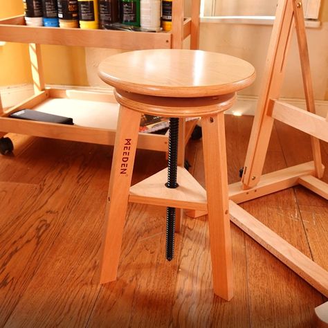 MEEDEN Wooden Drafting Stool with Adjustable Height - Wood Drafting Chair - Improve Productivity, Good for Spine - Up to 220 Lbs, German Beech: Amazon.ca: Home & Kitchen Drafting Stool, Shaker Step Stool, Adjustable Kitchen Helper Stool Diy, Artist Stool, Wood Drafting Table, Vintage Step Stool Chair, Splitting Wood, Drawing Desk, Drafting Chair