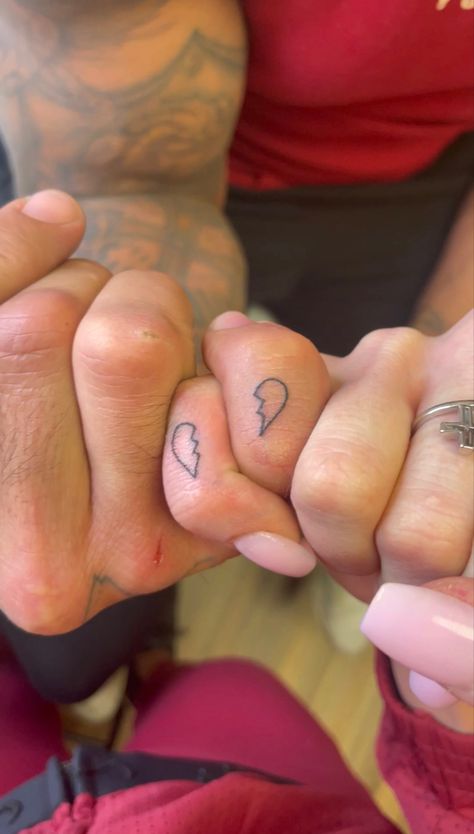 Half A Heart Tattoo, Pinkie Promise Tattoo, Heart Matching Tattoos, Half Heart Tattoo, Pinky Tattoo, Pinky Promise Tattoo, Heart Tat, Middle Finger Tattoos, Promise Tattoo