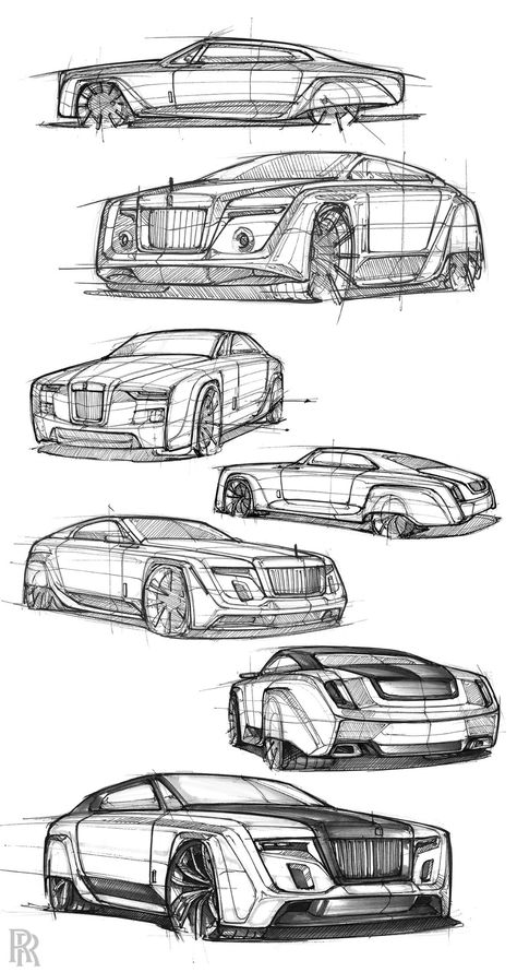 Rolls Royce Phantom Sketches M Y W O R K Rolls Royce - Rolls Royce Drawing Kereta Sport, Types Of Cars, Futuristic Cars Design, Cool Car Drawings, Industrial Design Sketch, Rolls Royce Phantom, Car Design Sketch, Concept Car Design, Car Sketch