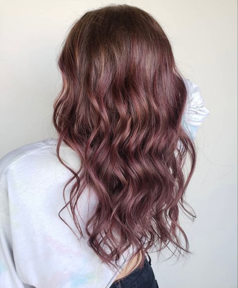 Dusty Rose Brown Hair, Rose Chocolate Hair, Rosebrown Haircolor, Light Burgundy Brown Hair, Dark Brown Rose Gold Hair, Rose Brown Highlights, Rose Brown Hair Color Dark, Rose Brown Hair Color Brunettes, Rose Brown All Over Hair Color