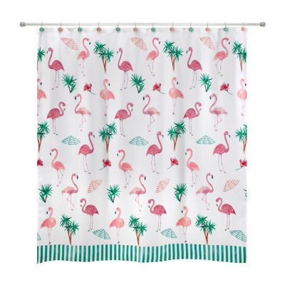 Avanti Flamingo Paradise Hand Painted Bathroom Canister, Color: Pink Teal - JCPenney Flamingo Shower Curtain, Shower Curtain Hook, Bathroom Canisters, Painted Bathroom, White Umbrella, Shower Hooks, Umbrella Designs, Target Rug, Bath Accessories Set