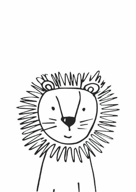 One Line Lion Drawing, Lion Doodle, Art Drawings For Kids, A Lion, Baby Art, Simple Doodles, Doodle Drawings, Art Plastique, Drawing For Kids