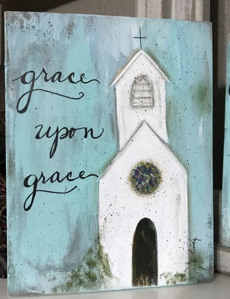 Painted Churches, Interior Farmhouse, Church Painting, Paint Party Ideas, Christmas Paintings On Canvas, Christian Crafts, Paint Night, Christmas Canvas, Canvas Ideas