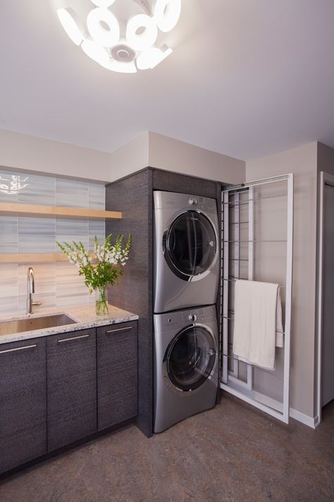 Washer Dryer Laundry Room, Custom Laundry Room, Stacked Laundry Room, Laundry Room Ideas Small Space, Laundry Room Pictures, Basement Laundry Room, Dream Laundry Room, Basement Laundry, Laundry Room Closet