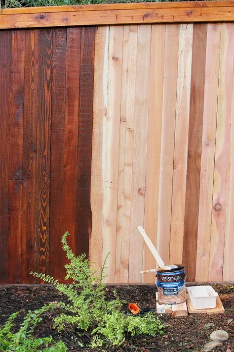 5 Tips For Staining A Fence | Hometalk Stained Picket Fence Ideas, Stained Fence Ideas, Staining A Fence, Cedar Fence Stain, Stain Fence, Staining Wood Fence, Redwood Fence, Fence Stain, Fence Pickets