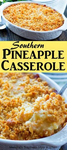 Pineapple Casserole Recipe, Polenta Pizza, Melissas Southern Style Kitchen, Pineapple Casserole, Southern Side Dishes, Baked Pineapple, Medicine Tips, Pineapple Recipes, Pot Luck