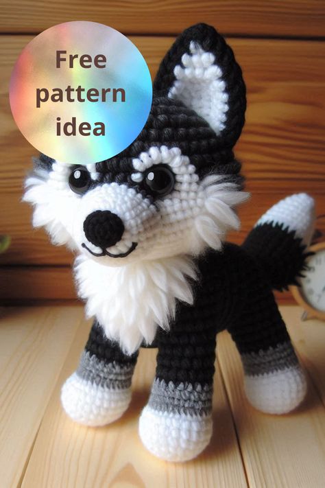 Create a cute crochet amigurumi husky with this simple and detailed pattern! Perfect for dog lovers, beginners, and crochet enthusiasts alike. Border Collie Crochet Pattern Free, Free Crochet Husky Pattern, Hyena Crochet Pattern Free, Crochet Free Dog Pattern, Chunky Crochet Animal Pattern Free, Wolf Free Crochet Pattern, Paw Patrol Amigurumi Free Pattern, Kitsune Crochet Pattern Free, Crochet Border Collie