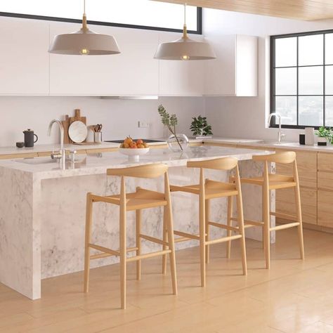 Modern Kitchen Stools, Wood Bar Counter, Rattan Counter Stools, Cool Bar Stools, Bar Stools Kitchen Island, Kitchen Mood Board, Stools For Kitchen Island, Shelter Island, Natural Paper