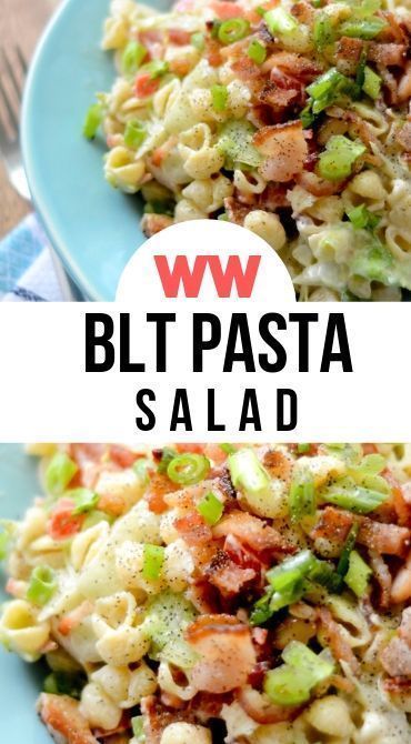 Pasta Salad With Bacon, Weight Watchers Sides, Weight Watchers Pasta, Weight Watcher Recipes, Weight Watchers Salad, Weight Watchers Meals Dinner, Blt Pasta Salad, Weight Watchers Lunches, Blt Pasta