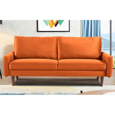 Search for Sofa Orange | Discover our Best Deals at Bed Bath & Beyond Sofa Orange, Velvet Tufted Sofa, Small Couch, Modern Loveseat, Sofa Dimensions, Tufted Sofa, Futon Sofa, Mid Century Modern Decor, Sofa Upholstery