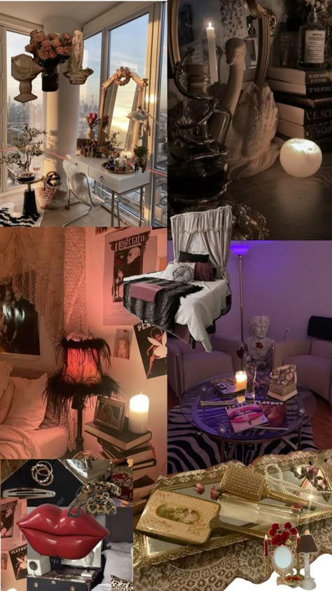 dark feminine bed room inspo, red and black Dark Feminine House Aesthetic, Room Inspo Dark Feminine, Dark Fem Room, Dark Feminine Room Aesthetic, Dark Romantic Room, Dark Feminine Room, Feminine Bed, 90's Outfit, Uni House