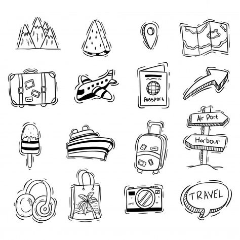 Diy Gifts Videos, Silhouette Design Studio, Doodle Style, Travel Icon, Holiday Cocktail Recipe, Doodle Sketch, Travel Wall Art, Photo Scrapbook, Simple Doodles