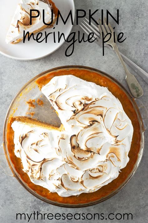 This pumpkin pie is sure to make an impression on your guests. The maple-bourbon pumpkin filling goes so well with the salty, sweet pecan-graham crust. To put it over the top, add meringue and toast it up. #pumpkinpie #pumpkin #pie #thanksgivingrecipes #foodblog #dessert Pumpkin Pie Meringue, Pumpkin Pie With Meringue Topping, Gingerbread Crust Pumpkin Pie, Ginger Crust Pumpkin Pie, Maple Pumpkin Pie Recipe, Ginger Snap Pie Crust Pumpkin Pie, Pumpkin Tart With Gingersnap Crust, Types Of Pie, Pie Party