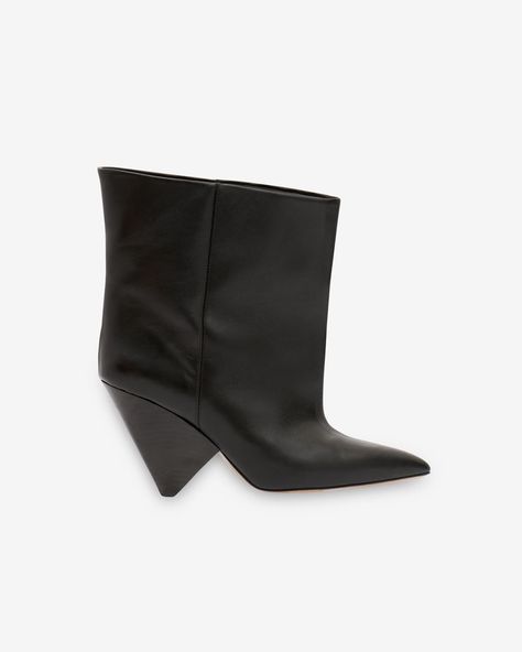 Women's Miyako Leather Boots In Black | Isabel Marant UK Biker Boots, Boots Ankle, Wearing Black, Isabel Marant, Cow Leather, Leather Boots, Heeled Boots, Calf Skin, New Collection