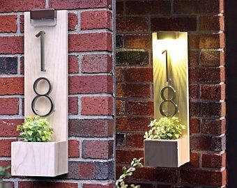 House Numbers Ideas Outdoor, House Numbers Ideas, House Number Ideas Outdoor, House Number Planter, Address Planter, Solaire Diy, Solar House Numbers, House Number Plates, Led House Numbers