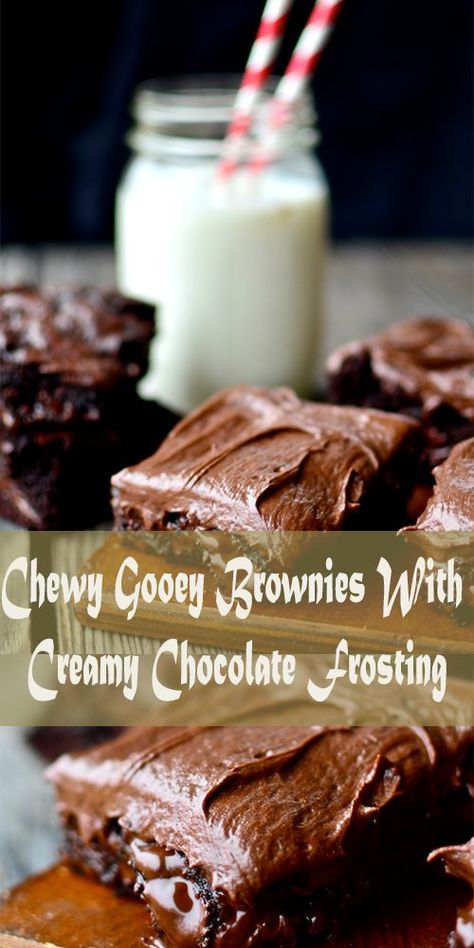 Easy Brownies Recipe, Quick Brownie Recipe, Brownie Icing, Recipe Brownies, Creamy Chocolate Frosting, Chewy Brownies Recipe, Easy Brownies, Bar Desserts, Best Brownie Recipe