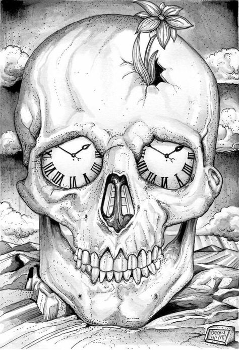 Skull Art Tattoo, Skull Art Drawing, Skulls Drawing, Macabre Art, Skull Artwork, Dark Art Drawings, Skull Drawing, Tattoo Design Drawings, Sketchbook Art Inspiration