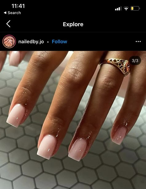 Nails Inspiration On Natural Nails, Acrylic Overlay With Tips, Natural Nail Designs Classy, Gelx Apres Nails Short Square, Coffin Square Nails Short, Shellac Overlay Nails, Biab Nails Toes, Classy Ombre Nails Short, Almond Sns Nails Designs