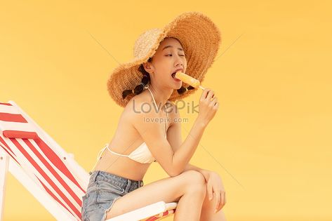 Eating A Popsicle Pose, Eating Popsicle Pose, Summer Popsicles, Digital Media Marketing, Vi Design, Copy Print, Pose References, Image File Formats, Outdoor Advertising