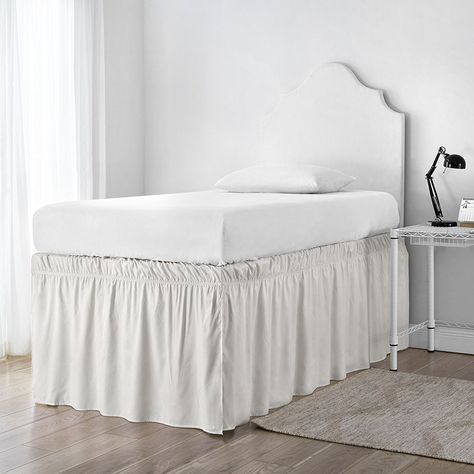 Ruffled Dorm Sized Bed Skirt - Jet Stream - Walmart.com - Walmart.com Dorm Bed Skirt, College Dorm Bed, Dorm Room Bed, Dorm Bedding Twin Xl, High Bed Frame, Dorm Bed Skirts, White Bed Skirt, Dorm Comforters, Dorm Bedding Sets