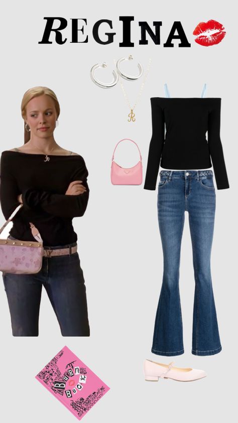 Dress As A Movie Character, How To Look Like Regina George, Regina George Hairstyles, Regina Outfits, Regina George Roblox Outfit Code, Fantasia Regina George, Regina George Inspired Outfits, Regina George Outfit Inspiration, Wicked Movie Outfit Ideas