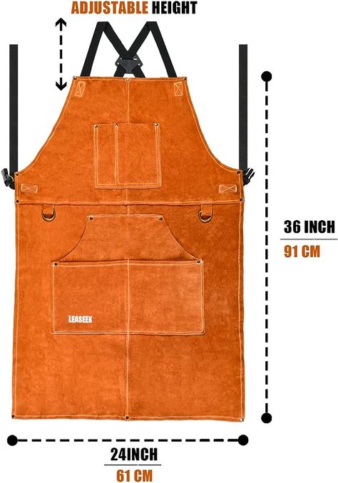 Leaseek Leather Welding Apron -Blacksmith Apron With 6 Pockets, Heat Resistant & Flame Resistant Bib Apron-Adjustable Strap for Welders Men & Women, 24”x36” Blacksmith Apron, Welding Apron, Matcha Tea Set, Branded Aprons, Household Gifts, Grill Apron, Bbq Apron, Leather Apron, Aprons For Men