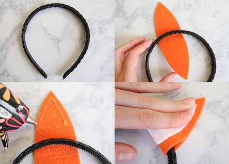 Cute Fox Ears Headband Craft | Woo! Jr. Kids Activities : Children's Publishing Diy Fox Ears Headband, Fox Ears Template, Tiger Ears Diy, Animal Headbands Diy, Fox Headband Craft, Diy Fox Ears, Fox Costume Diy, Fox Ears Headband, Animal Ears Headband