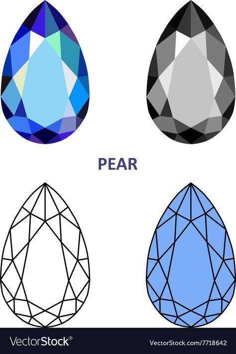 Pear gem cut Royalty Free Vector Image - VectorStock Jewel Drawing, Gem Drawing, Gem Tattoo, Jewel Tattoo, Crystal Drawing, Jewelry Rendering, Diamond Drawing, Jewellery Design Sketches, Gemstone Art