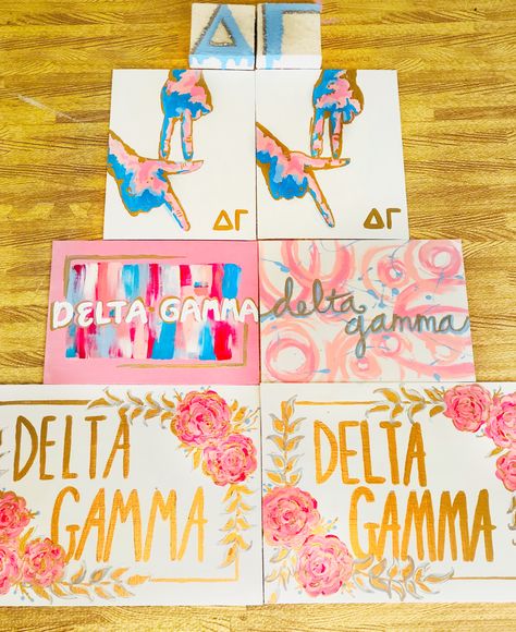 DELTA GAMMA BIG LITTLE REVEAL PAINTINGs #deltagamma #sorority Delta Canvas Painting, Delta Gamma Paintings, Big Little Canvas Sorority, Delta Gamma Paintings Canvases, Big Little Paintings, Sorority Canvas Paintings Dg, Tri Delta Painting, Easy Sorority Canvas Simple, Kardashian Big Little Reveal