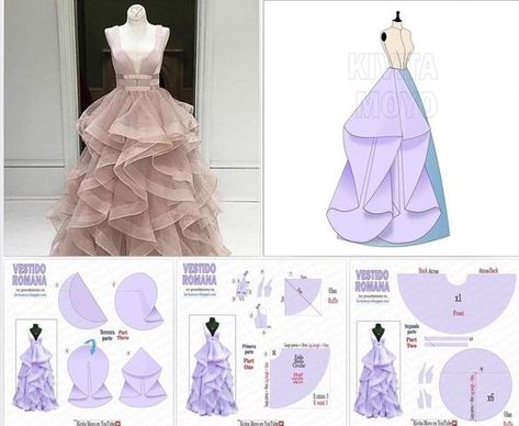 Gown Sewing Pattern, Projek Menjahit, Clothing Pattern Design, Dress Patterns Diy, Dress Sewing Tutorials, Fashion Design Patterns, Sewing Tutorials Clothes, Fashion Sewing Tutorials, Gown Pattern