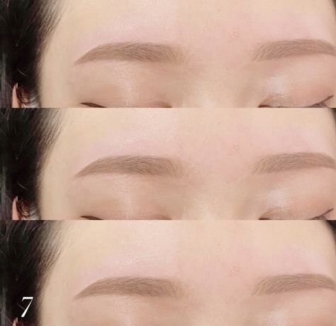 Eyebrow Tutorial Asian, Korean Straight Brows, Japanese Eyebrows Style, Eyebrows Face Shape, Korean Straight Eyebrows, Korean Eyebrows Shaping, Korean Brows, Asian Brows, Lighten Eyebrows