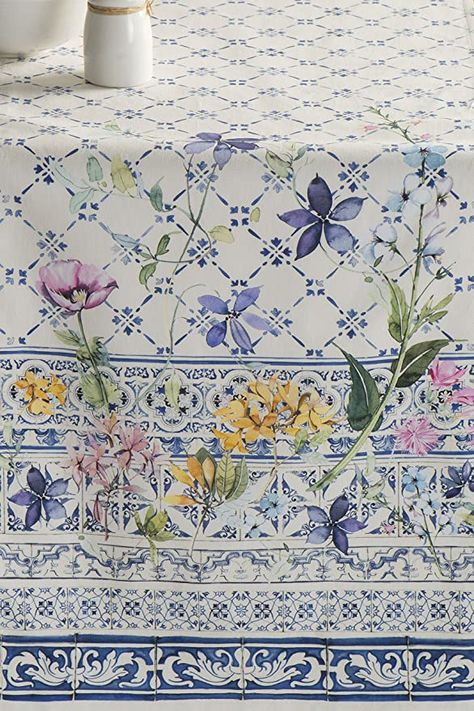 Amazon.com: 100% Cotton Table Runner Faïence Maison d' Hermine Tabletop Cover Great for Family Dinners Kitchen Dining Cocktail Parties Wedding use Spring/Summer 14.5 Inch x 72 Inch: Home & Kitchen Table Runner Display, Tablecloth Design, Summer Table, Pastel House, Floral Table Runner, Summer 2025, Linen Store, Floral Table, Summer Tables