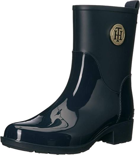 Amazon.com | Tommy Hilfiger Women's Kippa Rain Boot | Rain Footwear Best Rain Boots, Rain Boots Fashion, Tommy Hilfiger Store, Ankle Rain Boots, Faux Leather Biker Jacket, Favorite Boots, Rain Boot, Skechers Women, Tommy Hilfiger Women