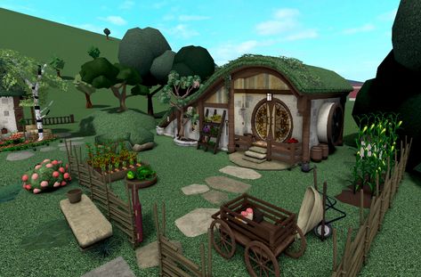 bloxburg - Twitter Search / Twitter Cottage Core Bloxburg House Layout 1 Story, Bloxburg Cottagecore Exterior, Cottage Core Bloxburg House 1 Story, Fairy Grunge Bloxburg House, Cottagecore Blockburg House, Bloxburg Hobbit House, Bloxburg Village Ideas, Bloxburg Mushroom House, Bloxburg Farm Ideas