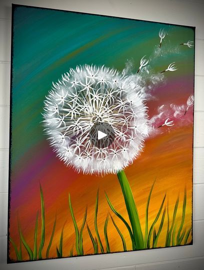 Dandelion Painting Tutorial | canvas, tutorial, paint | How to paint a dandelion for beginners! Here is the full requested walkthrough of my big "wish" painting. I use 16x20 stretch canvas so I suggest using... | By Emily Seilhamer ArtFacebook Painting Dandelions, Canvas Tutorial, Cityscape Drawing, Planet Painting, Dandelion Painting, Creative Arts Therapy, Dandelion Art, Acrylic Tutorials, Paint Flowers