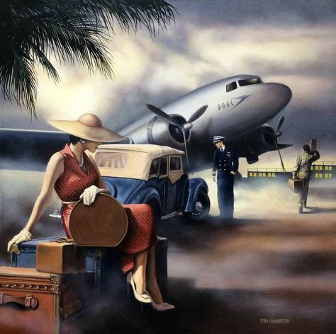 Aircraft Art, Art Deco Posters, Pulp Art, Gallery Design, Cool Wallpapers Art, The Golden Age, Shortening, Painting Illustration, Up Girl