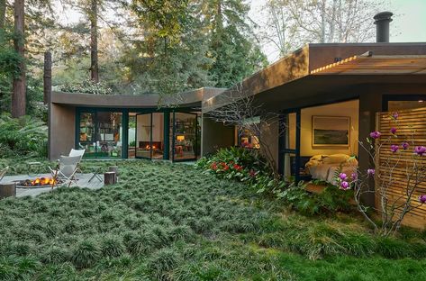 A 1950s Home Remodel in a Midcentury Neighbourhood - Mid Century Home 1950s Home Remodel, Brown House Exterior, Canyon House, Relax House, 1950s Home, Modern Floor Plans, 1950s House, Brown House, Midcentury Home