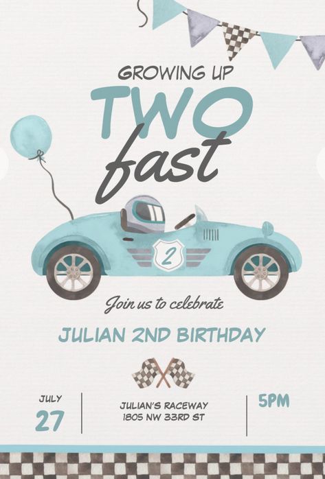 Birthday Theme For 2 Year Boy, Fast Two Birthday Theme, Second Bday Party Ideas Boy, 2nd Birthday Boy Themes Cars, Boy Third Birthday Theme, Two Fast Birthday Theme, 2 Year Birthday Theme Boy, Two Fast Birthday Party Boy, Third Birthday Boy