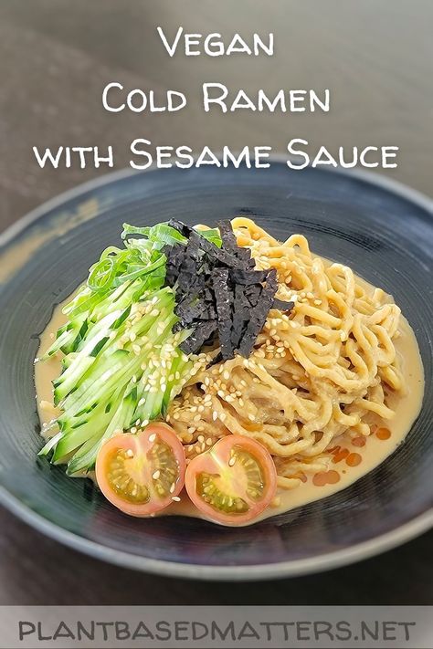 VEGAN COLD RAMEN WITH SESAME SAUCE
[ヴィーガン胡麻だれ冷やし中華] Goma Dare Sauce, Vegan Cold Noodles, Cold Ramen Noodle Recipes, Hiyashi Chuka, Cold Ramen, Ramen Dish, Tofu Sauce, Vegan Japanese, Ramen Dishes