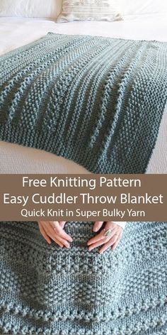 Knitting Pattern Easy, Easy Knitting Projects, Knitted Blanket, Knitted Afghans, Quick Knits, Super Bulky Yarn, Blanket Knitting Patterns, Super Bulky, Knitting Machine