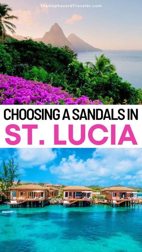 Sandals St. Lucia are some of the best resorts for honeymoons, weddings, and romantic escapes! But with 3 top-rated options, which one should you choose? Find out all the amenities, restaurants + room types like overwater bungalows to decide which is the best for YOU! Plus get tips on current specials + how to get a FREE honeymoon package from Sandals. All the tips to book your dream vacay or honeymoon @ Sandals St. Lucia Grande St Lucian, Sandals Regency La Toc, or Sandals Halcyon Beach! Sandals St Lucia, Best Sandals Resort, St Lucia Honeymoon, St Lucia Resorts, Caribbean Honeymoon, Best All Inclusive Resorts, Budget Friendly Travel, Sandals Resorts, Honeymoon Spots