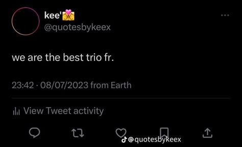 Qoutes About Trio Friends, Tweets For Best Friends, Friends Tweets Quotes, Trio Twitter Quotes, Best Friends Tweets, Quotes Twitter Bbsf, Trio Tweets, Friend Quotes Twitter, Trio Quotes Best Friends