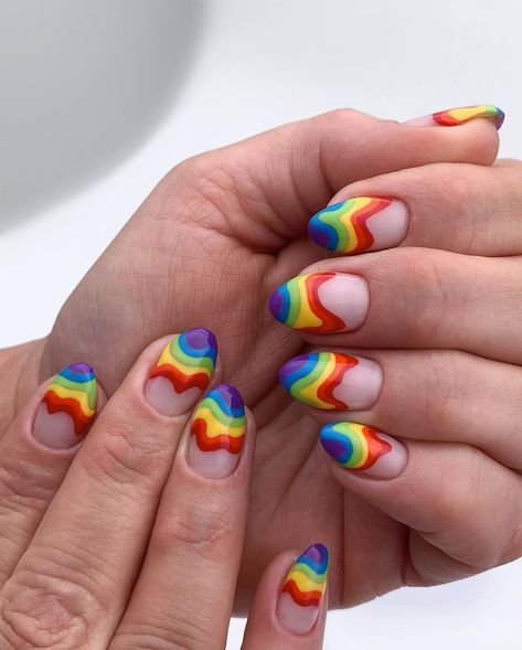 22 Extremely Colourful Nail Art Ideas for Pride Ally Nails, Mum Nails, Colourful Nail Art, March Nail Designs, Colourful Nail, Press On Nail Designs, March Nail, Nail Ideas Cute, Diy Nails Easy