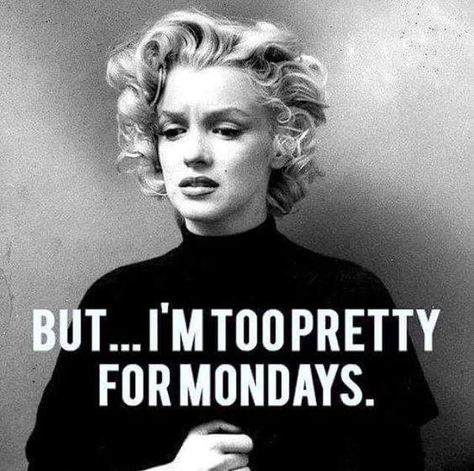 But... I'm too pretty for Mondays. Funny Monday Memes, Monday Humor Quotes, Monday Morning Quotes, Monday Feels, I Hate Mondays, Monday Memes, Hate Mondays, Weekday Quotes, Monday Humor