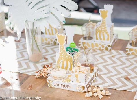 Sophie the Giraffe 1st Birthday Party | CatchMyParty.com Sophie La Girafe Birthday, Sophie The Giraffe 1st Birthday Party, Giraffe Birthday Theme, Giraffe Birthday Party, Giraffe Birthday Parties, Sophie The Giraffe, Giraffe Party, Bump Ahead, Dessert Table Birthday