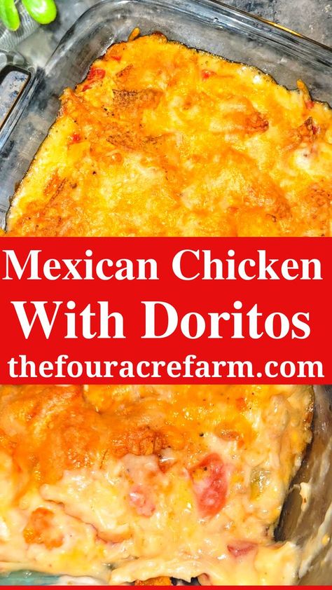 Chicken Dorito Casserole Recipe, Doritos Recipes, Chicken Fiesta, Canned Chicken Recipes, Easy Mexican Dishes, Chicken Dorito Casserole, Easy Chicken Casserole, Chicken Delight, Easy Mexican Casserole