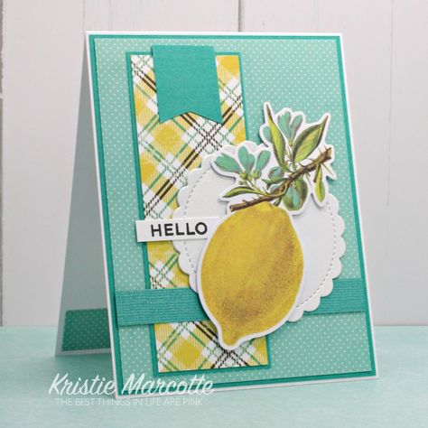 Simple Stories Cards Ideas, Simple Stories Vintage Lemon Twist Cards, Lemon Cards Handmade, Simple Stories Cards, Momenta Dies, Lemon Card, Kristie Marcotte, Hello Cute, Simple Cards Handmade