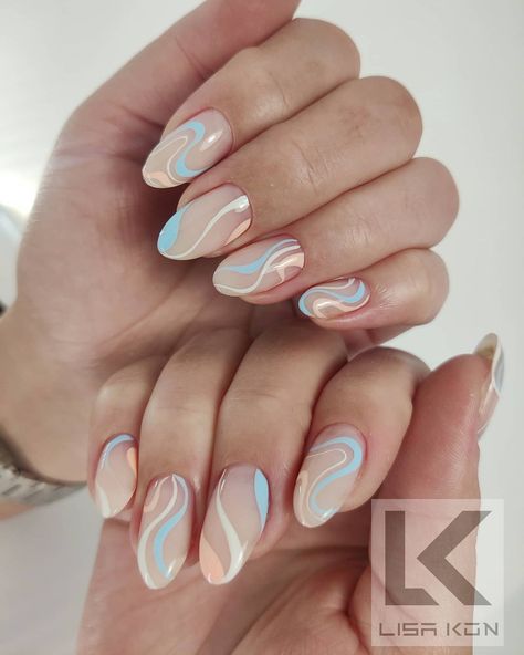 Lisa Kon.Official page. on Instagram: “This beauty for @alllietureaud I used: #lkbuildergel06 #lk579 tangerine +#lk025 #lk153 morning sky +#lk025 #lk025…” Ideal Shape, Simple Gel Nails, Neutral Nails, Nail Technician, Gel Nails, Manicure, Nail Art, Nails, Beauty